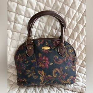 Liz Claiborne Dark Floral Satchel - Black and Brown